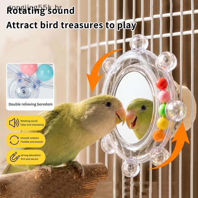 gon Spinning Bird Puzzle Toy Bola Colorida Resistente Ao Desgaste Com Espelho Poleiro Gaiola Segura Acessório De Jogo Pa