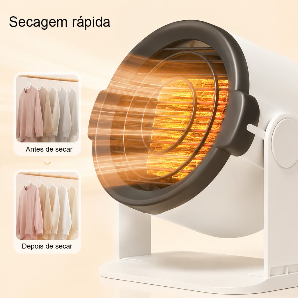 Secador de Roupas Portátil 2em1 Aquecedor Compacto Secagem Rápida Bivolt/