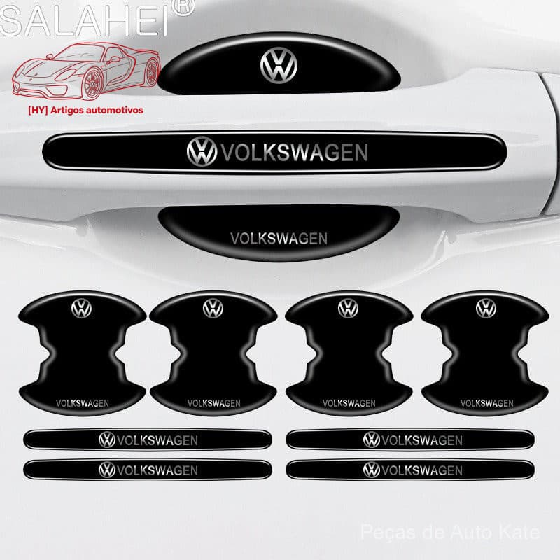 8 Peças de Película Protetora Adesiva para Portas de Carro, PVC Durável para Volkswagen VW Polo Golf Passat Tiguan Beetl