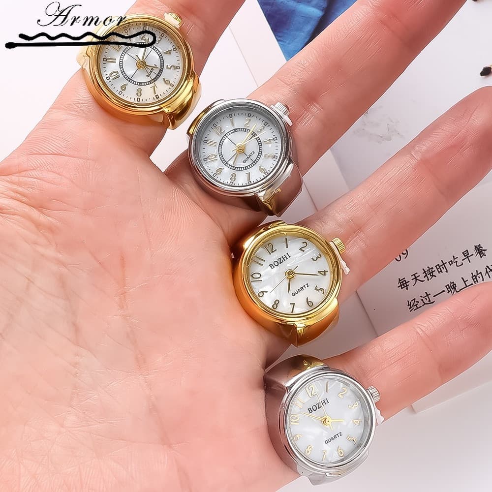 Relógio Criativo Retro Mini Fofo De Anel Redondo De Quartzo/De Dedo De Cinto De Liga De Moda Estudantil Vintage Elegante