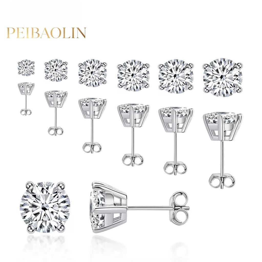 Brincos de Moissanite D Color VVS1 em Prata 925 Legítima, Design Clássico de Quatro Garras | Frete Grátis