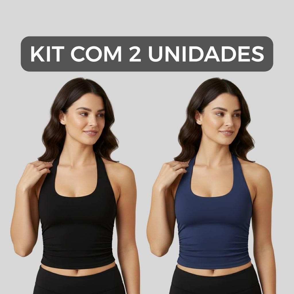 Kit 2 Cropped Frente Única Feminino Confortável Fitness
