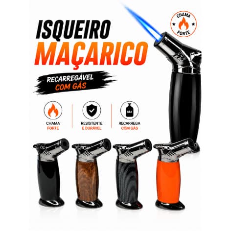 Isqueiro Maçarico Profissional Recarregável Chama Potente (Sem Gás)