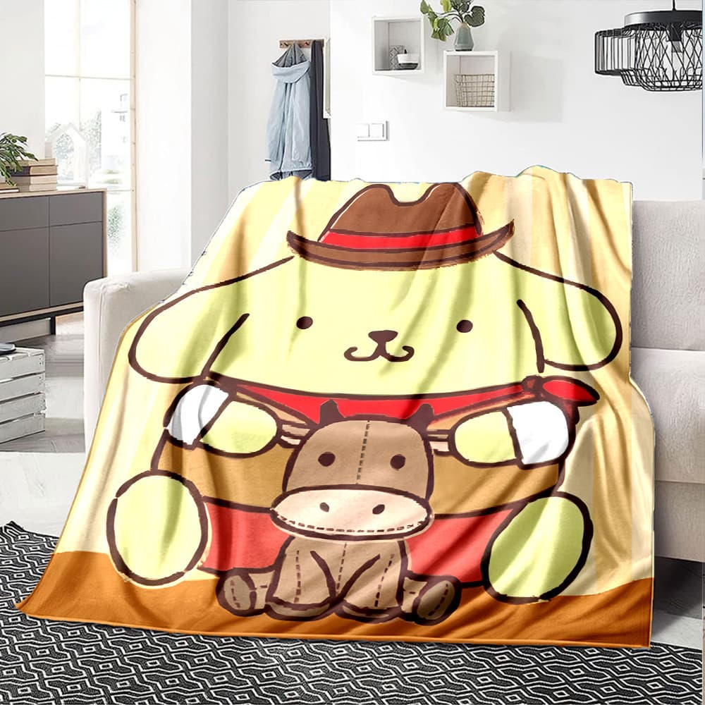 Decoração De Casa Sanrio PomPomPurin Cobertor Estampado Para Quarto , Sala De Estar , Sofá-Cama , De Flanela Macia