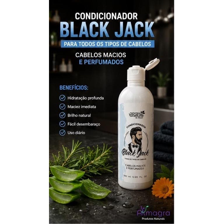 CONDICIONADOR BLACK JACK  VEGETAL DO BRASIL | HIDRATAÇÃO | FORTALECIMENTO | CABELOS E BARBA | 380 ML