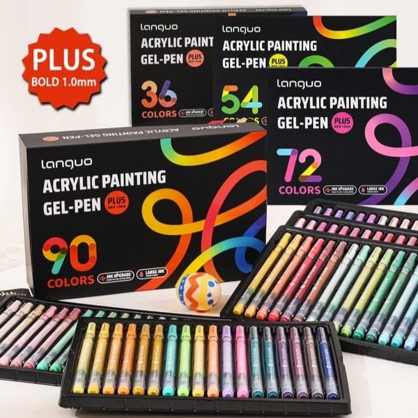 Languo Conjunto De Canetas De Gel Para Pintura Acrílica , 72/54/36 Cores , Multicolorido , Manual De Estudante , 1.0mm ,