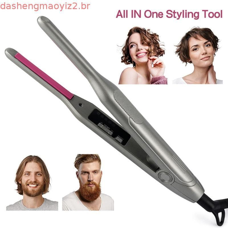Nova 2 Em 1 Profissional Chapinha Para O Cabelo Curto Curling Ferro Alisador De Cabelo Led Alisador De Cabelo Barba Cer