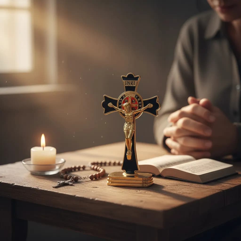 Crucifixo De Mesa Altar Carro Imagem Jesus Cristo Metal 8cm