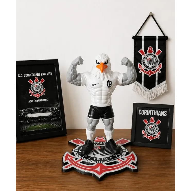 Mascote Gavião Do Corinthians Fiel Decorativo Sem Asas