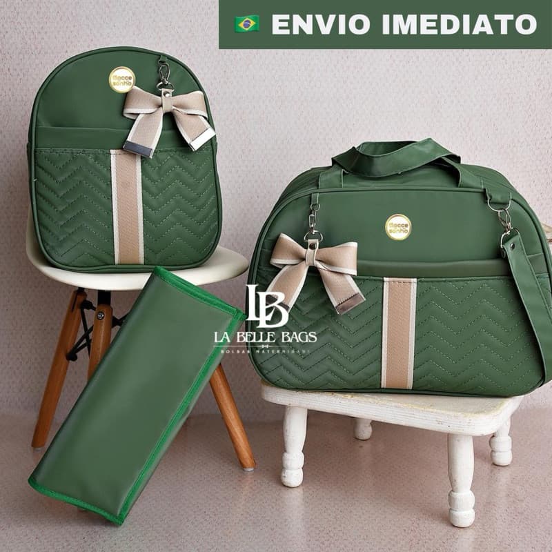 Kit bolsa maternidade luxo com 3 peças térmico impermeável kit mala para bebê menino/menina (AD 3P)