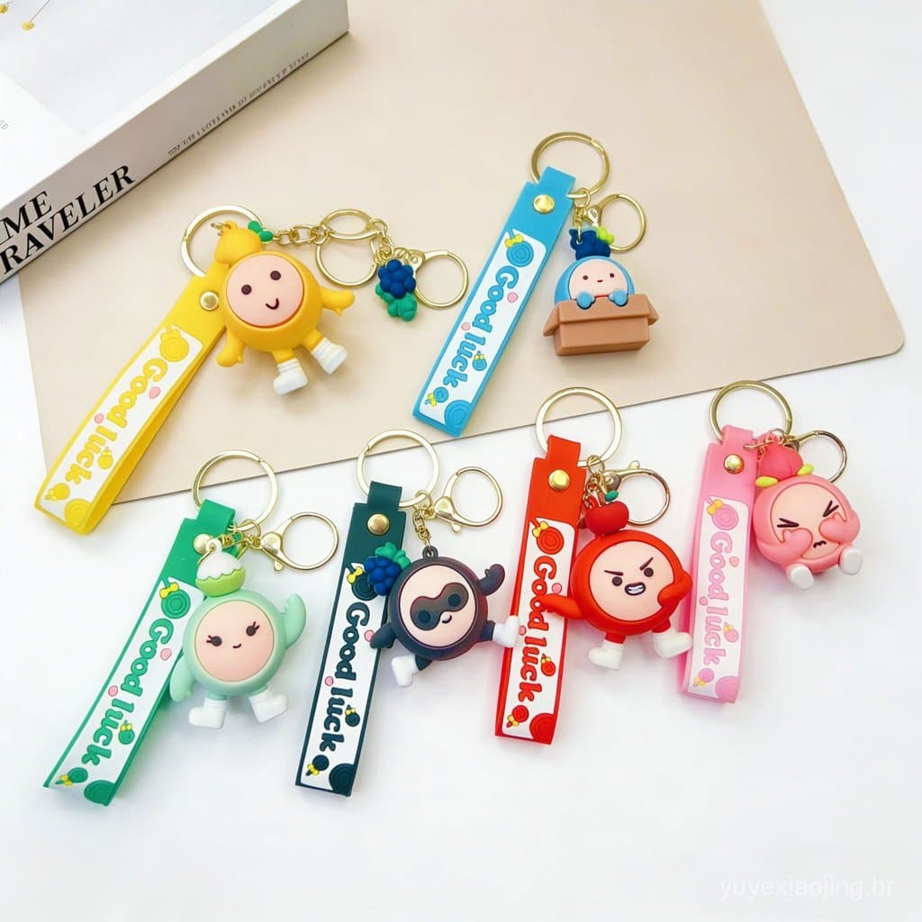 Chaveiro de urso em formato de ovo redondo de desenho animado, pingente decorativo 3D para mochila.