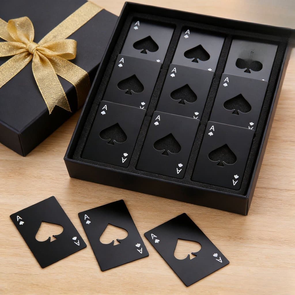 Padrões de cartas de jogo para abridor de garrafas de aço inoxidável, pacote de 10 peças, 20 peças ou 30 peças
