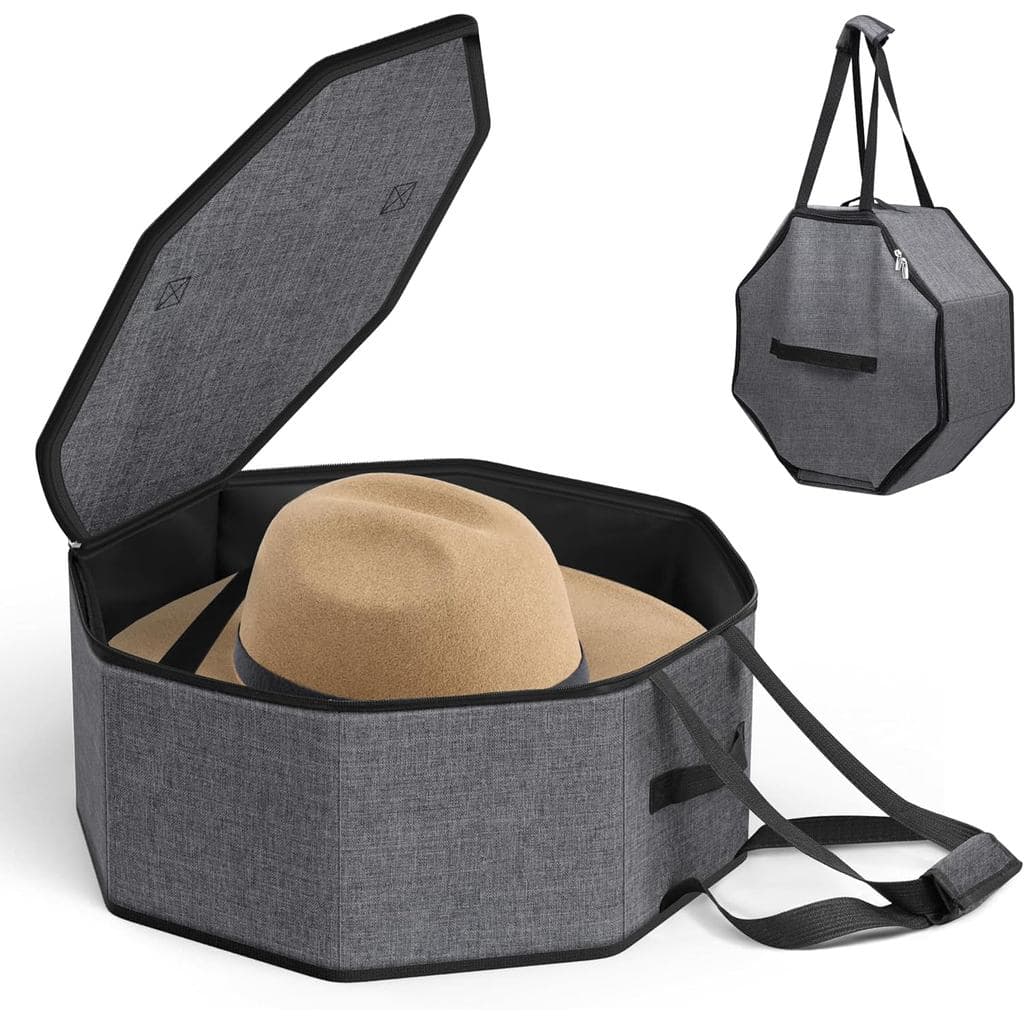 ING LAMB Caixa para Chapéus para Viagem e Armazenamento, Organizador Dobrável para Chapéus de Cowboy com Alças para Guar