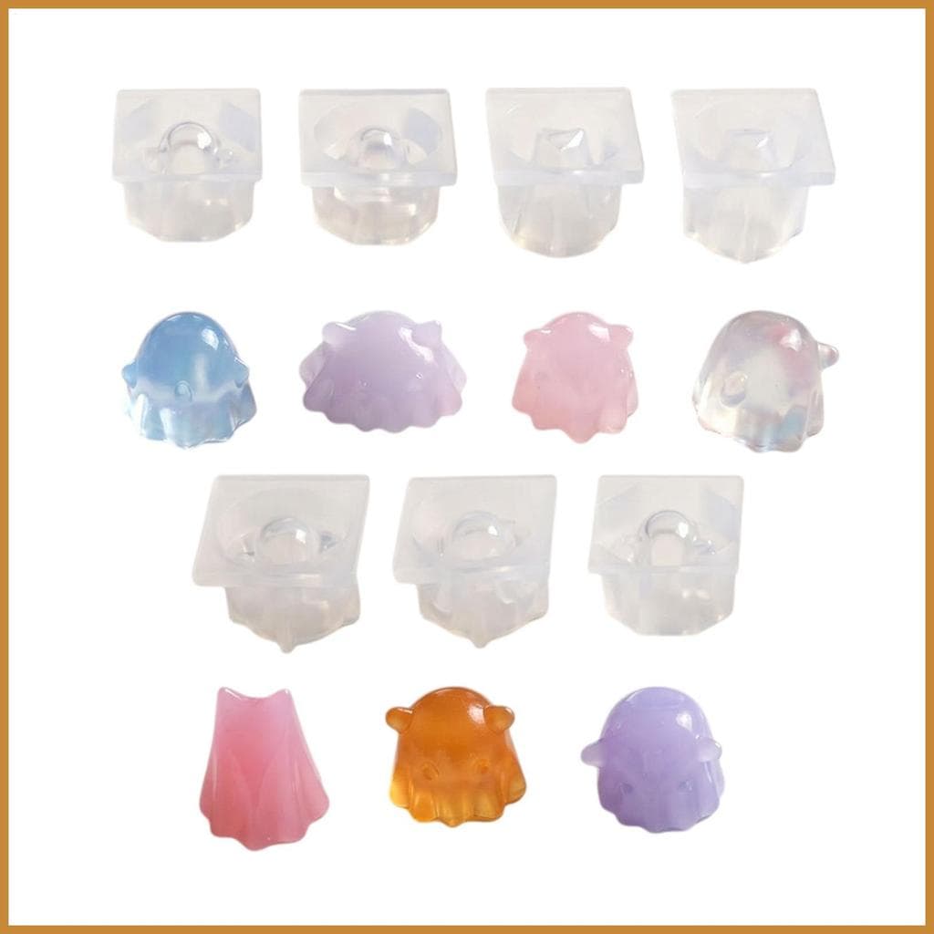 Molde Fantasma 3D Pequeno Halloween Geléia Não-Pegajoso De Resina De 7 Peças Decoração De Jardim De Fadas Para Cera De G