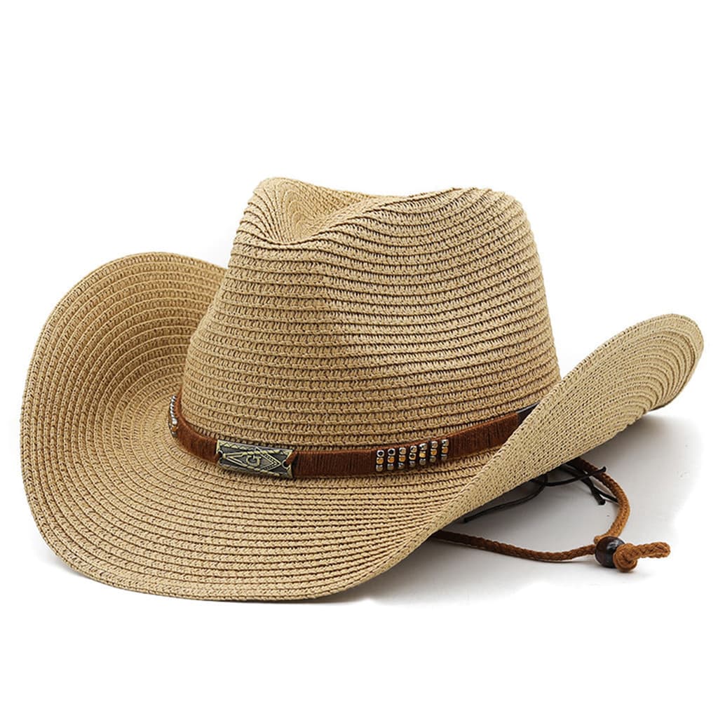 Chapéu de Cowboy Unissex SDS, Chapéu de Praia Vintage de Lã com Aba Larga para Homens e Mulheres HNTF