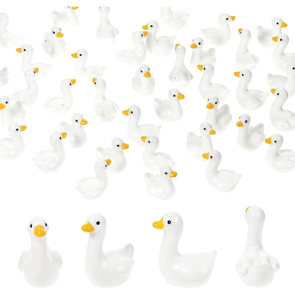 50 Peças de Mini Gansos de Resina, Figuras de Animais Artesanais, Pequenas Decorações de Ganso para Mesa, para Topos de