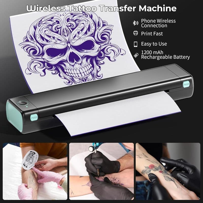 Phoemo M08F Mini Impressora Térmica Sem Tinta Escritório Tatuagem Portátil A4 Impressora de Perguntas Erradas Z