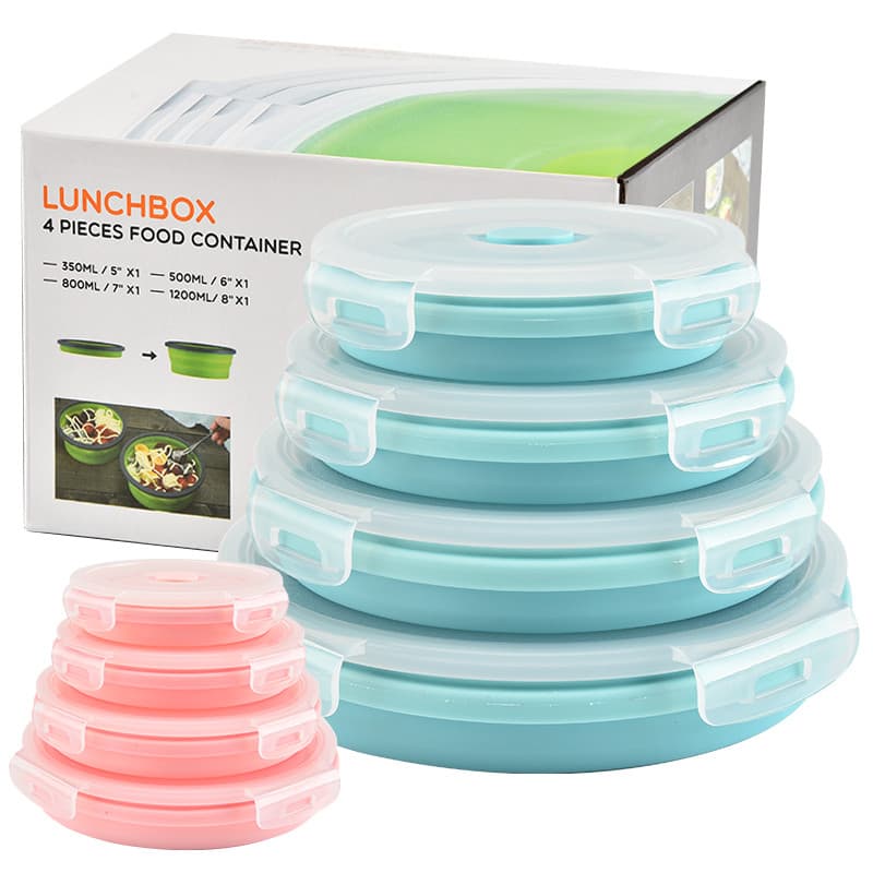 Estilo japonês Silicone dobrável lancheira viagem portátil lancheira de alta temperatura geladeira armazenamento microon