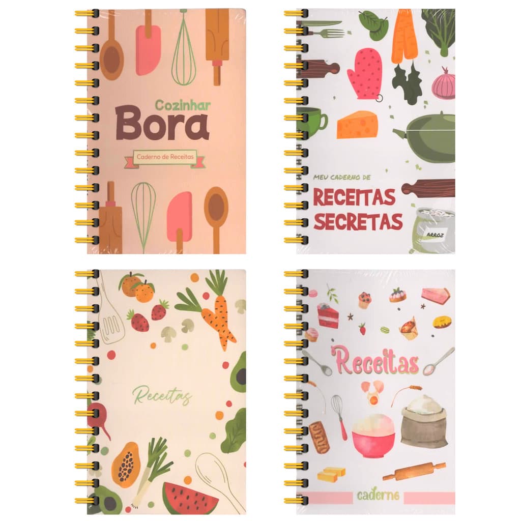 Caderneta Espiral Capa Dura de Receitas - 80 Folhas - FWB