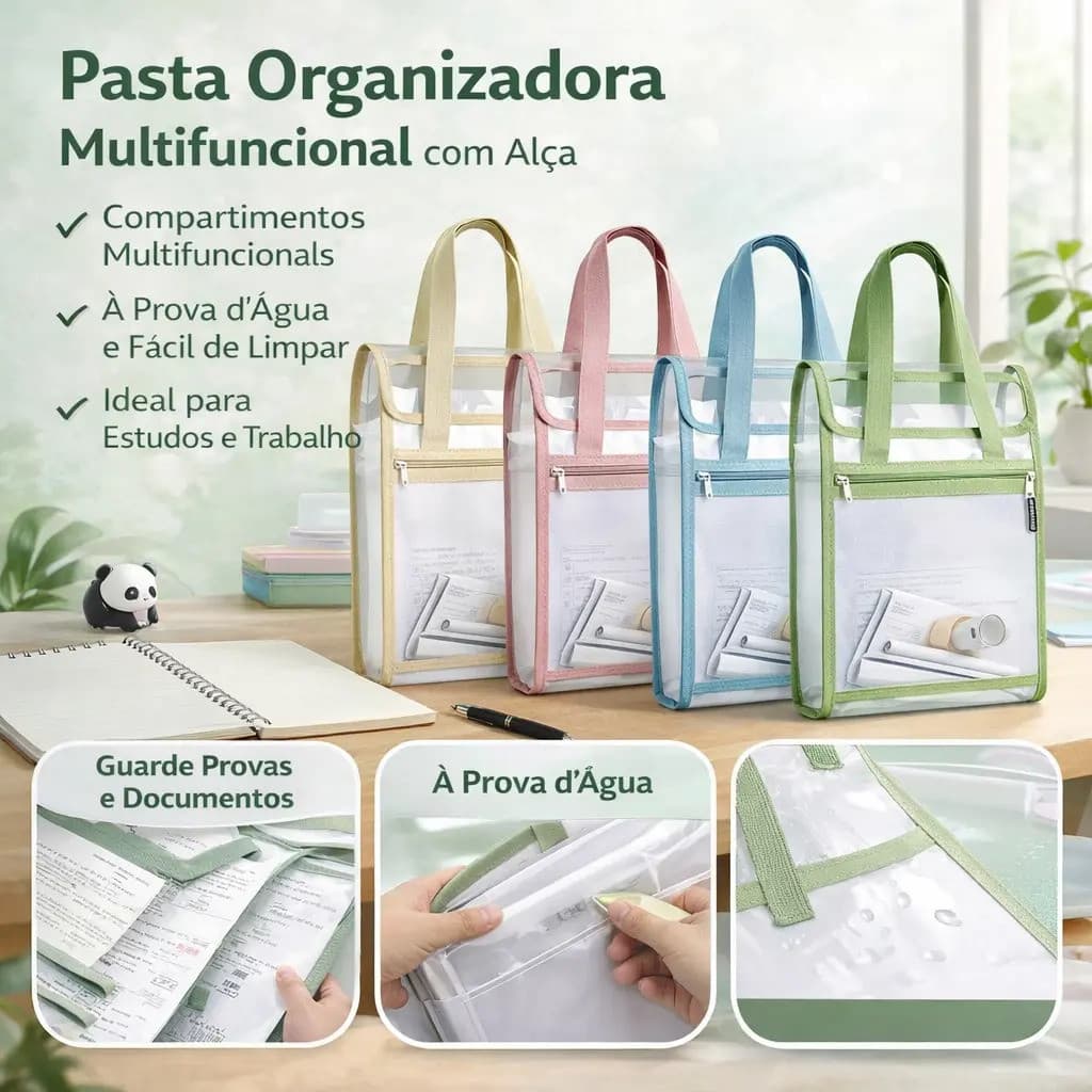 Pasta Sanfonada A4 13 Divisórias Com Alça e Zíper Porta Documentos Maleta Organizadora FUSHANG