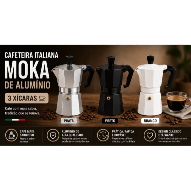 Cafeteira Italiana Moka 6/3 Xícaras De Alumínio