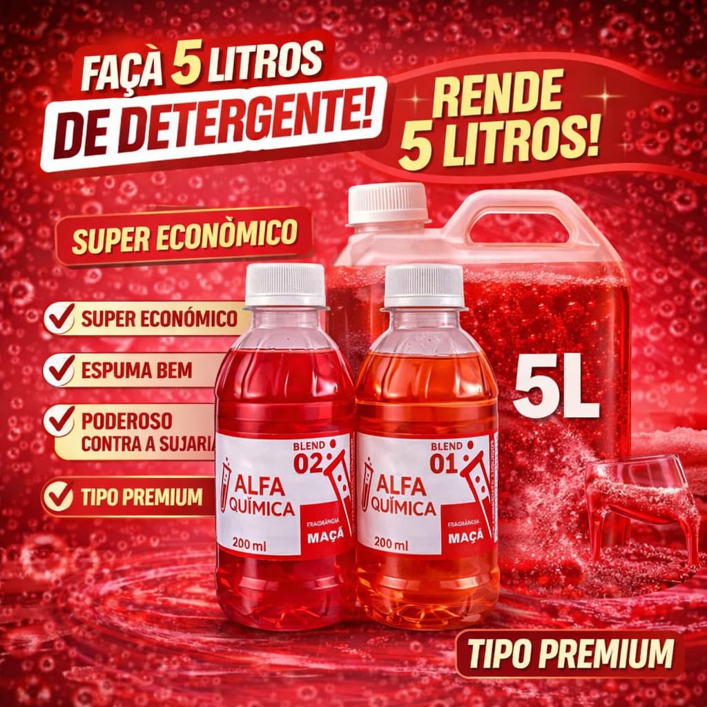 Detergente Lava Louça Maçã Rende 5 Litros