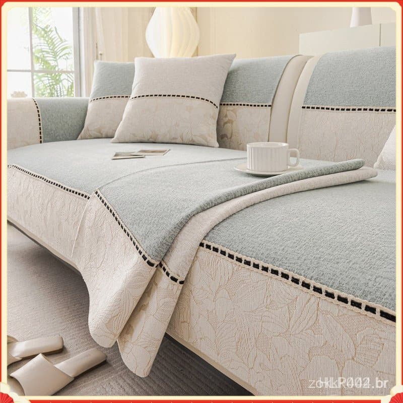 Capa de Sofá Leve e Luxuosa para 1/2/3/4 Lugares, Almofada Antiderrapante em Forma de L Resistente a Arranhões de Gato D