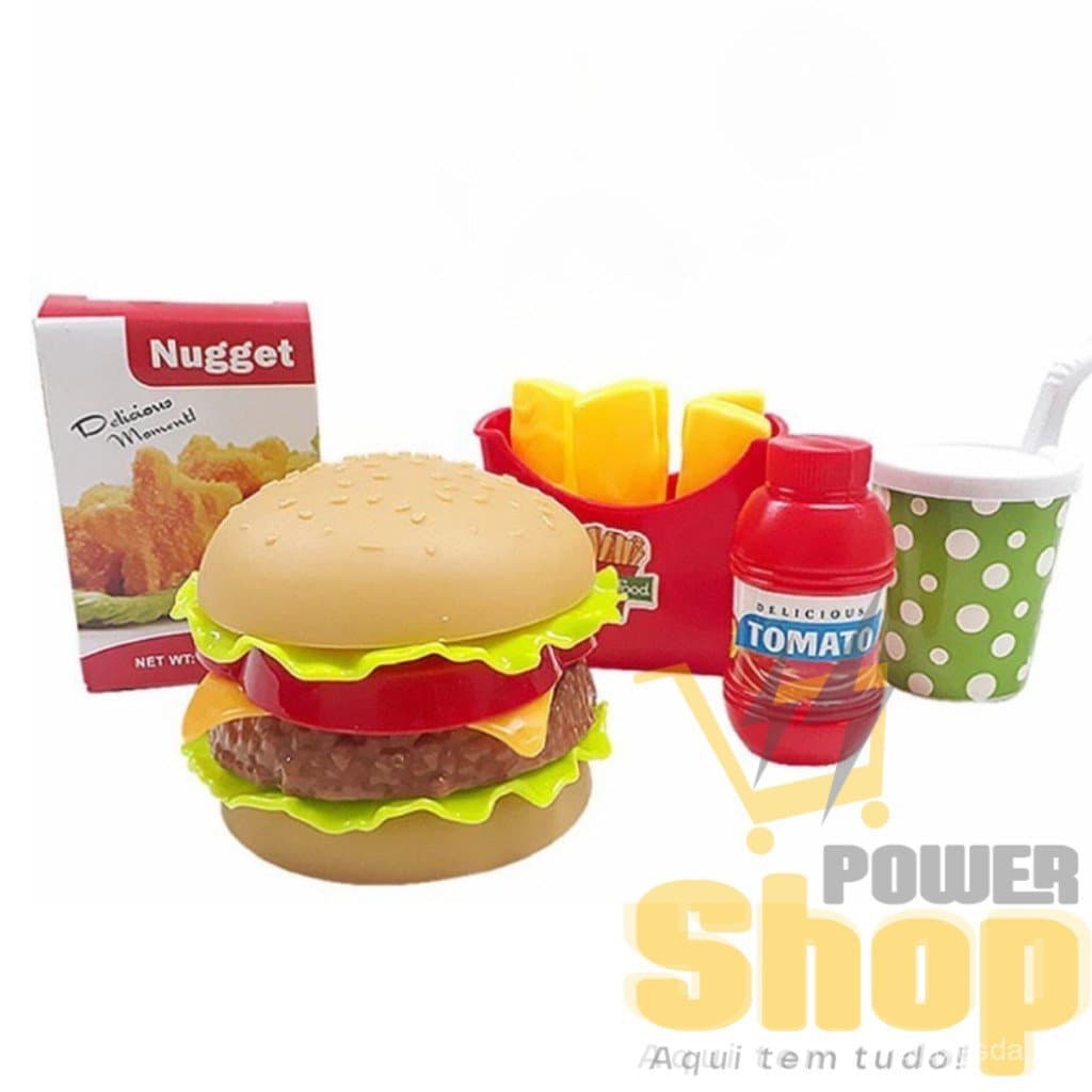 Brinquedo Cozinha Lanche Infantil de Mini Kitchen kit de cozinha Fast Food Sanduiche Batata Suco