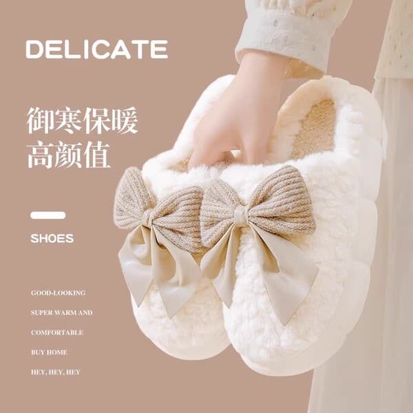 | slippers | ❈Chinelos de algodão feminino macio de sola grossa All-Match inverno novo estilo interior menina coração ch