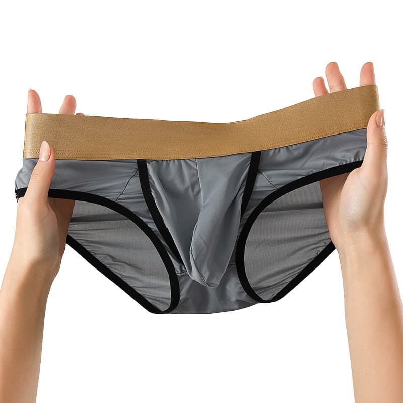 Cuecas masculinas, de seda gelada, de secagem rápida, respiráveis, leves, para o verão, para jovens, roupa íntima regula
