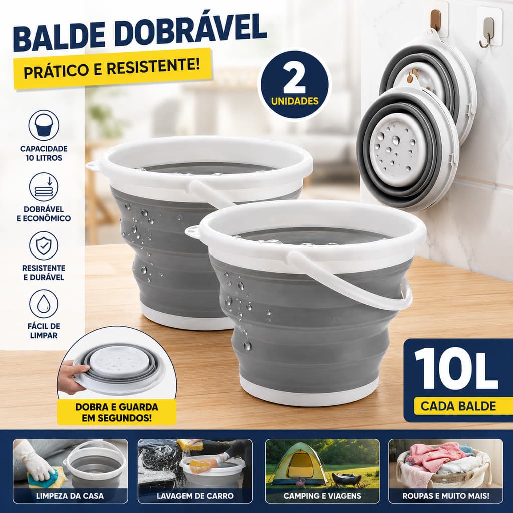 Barril telescópico mágico dobrável de silicone de 10L 26L, fácil de armazenar, portátil para uso externo e doméstico