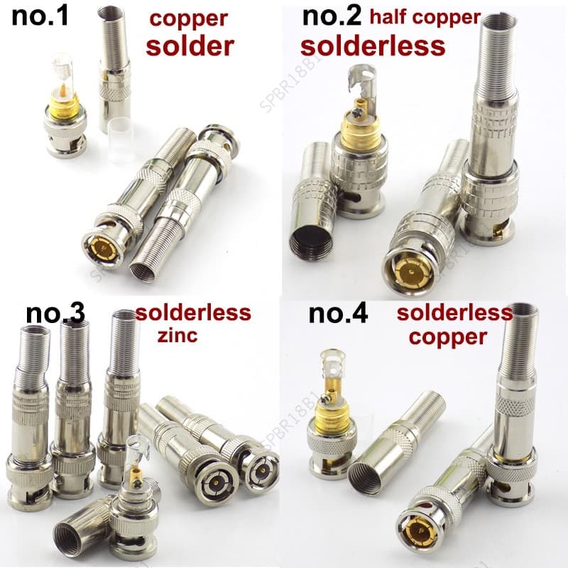 BNC Macho Tomada De metal Conector De Áudio RG59 Cabo Coaxial Câmera De Vídeo Cobre Zinco Twist-on BR18B1