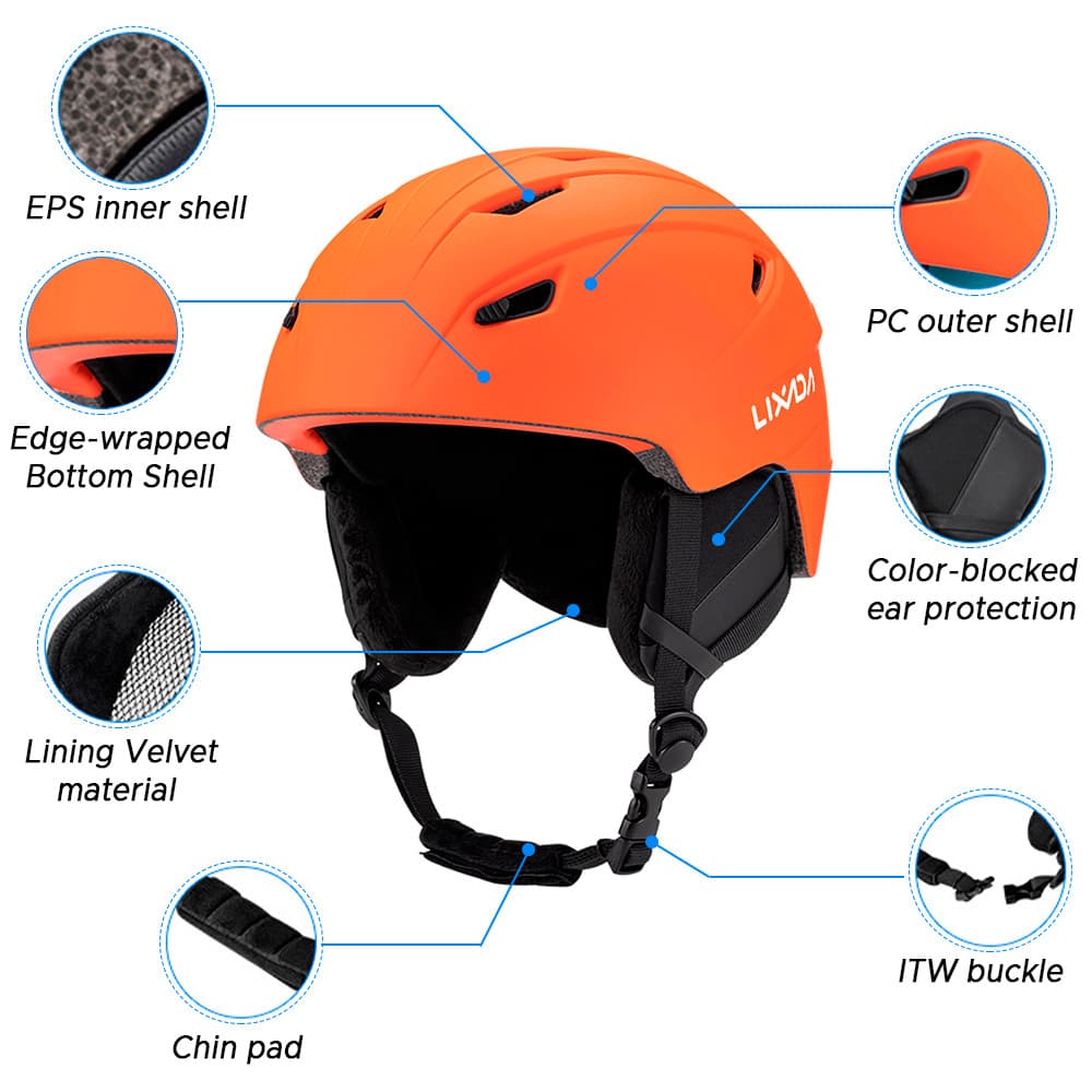 Photop-BR Capacete de esqui quente integrado ajustável leve e confortável snowboard