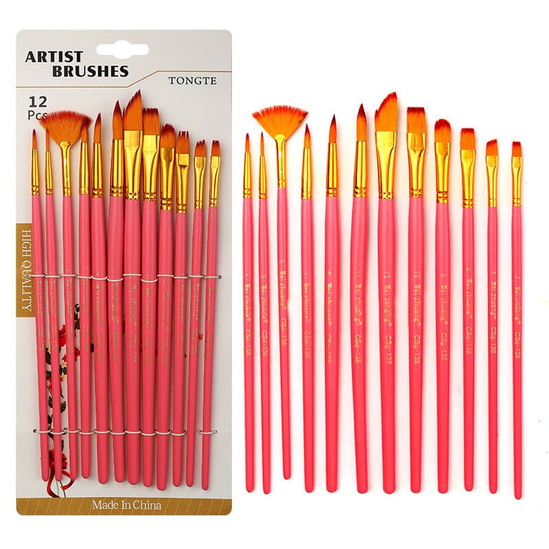 Kit com 10/12/20/25 Pincéis artísticos para pintura cerdas macias, aquarela, guache, pintura a óleo, acrílico