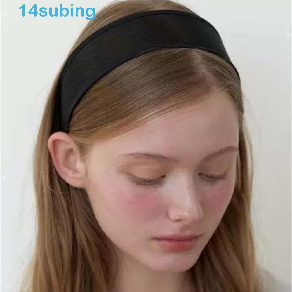 SUBING Faixa De Cabeça De Pérolas De Malha , Argola De Cabelo Larga Com Strass À Prova D'água , Criativa Preta E Branca