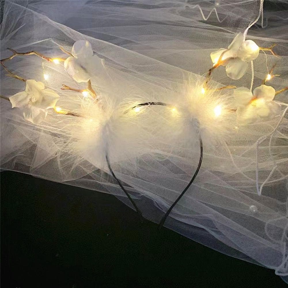 LICAUV LED Natal Bandana Criança Brilhante Elk Cabelo Hoop Rena Santa Fawn Chifre Chapéu De Feminino Argola De Pelúcia
