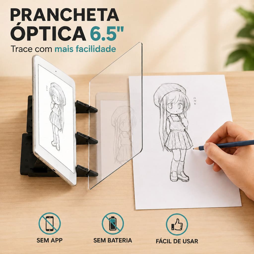 Lente Óptica para Desenho 6,5 9 ou 12 Polegadas com Suporte para Celular e Tablet