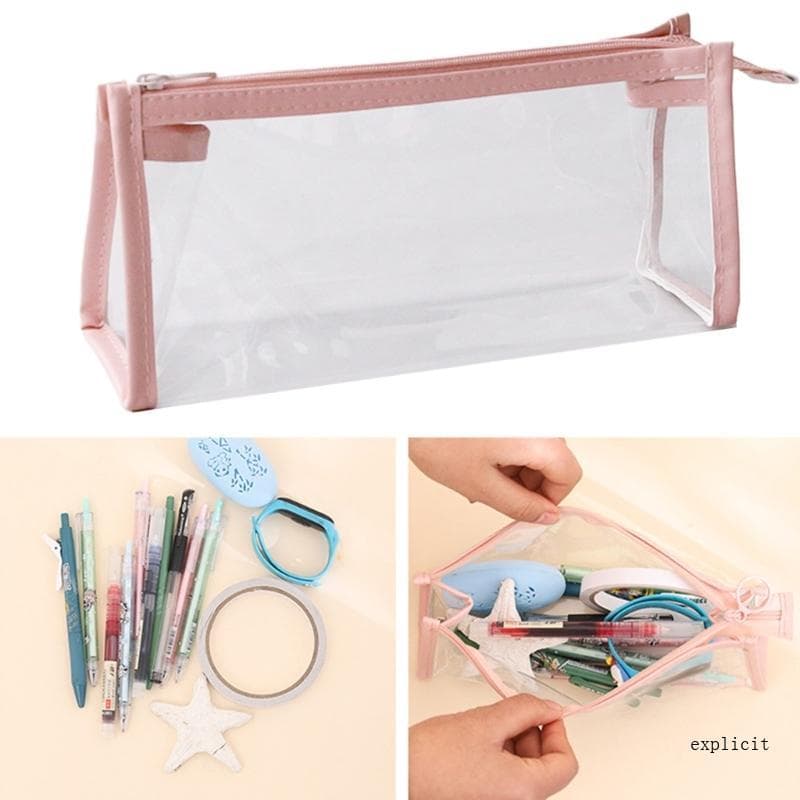 Exp Estojo Estético Para Lápis, Prático Caneta, Bolsa Transparente Capacidade Maquiagem, Escrit