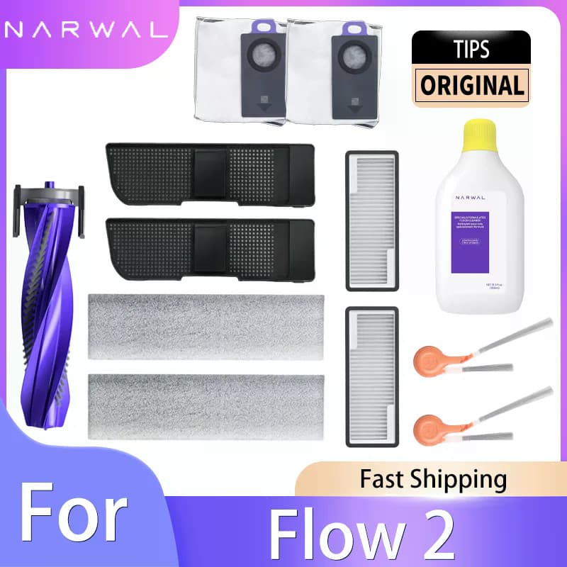 Para Narwal Fluxo 2 Robô Vácuo Peças De Reposição Principal Escovas Laterais Trilha Mop Panos Filtros HEPA Sacos Poeira