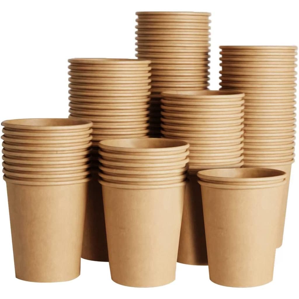 SIUQ Pacote com 400 Copos de Papel Kraft de 8 oz, Copos de Café Descartáveis Não Branqueados |   Copos de Papel Marrom R