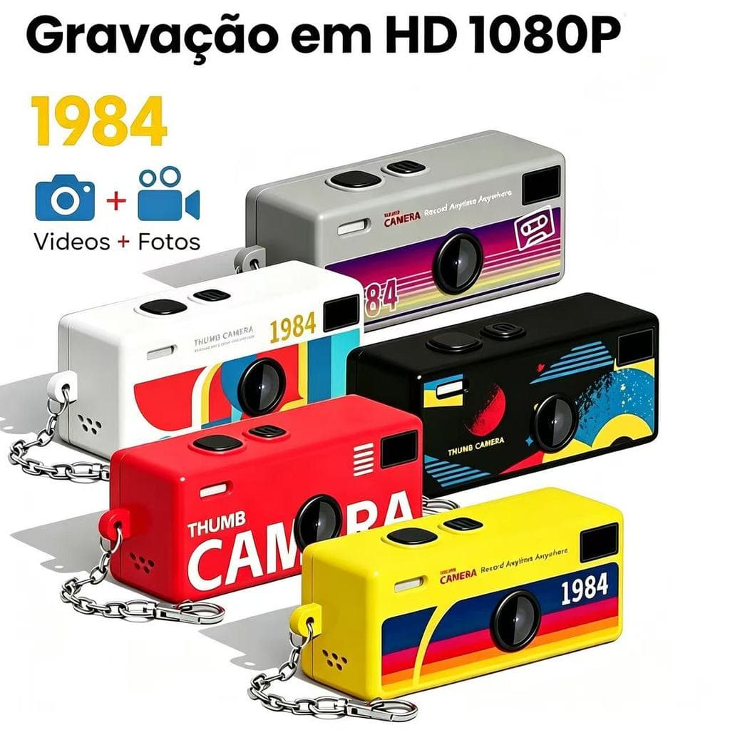 Magecam Mini Câmera Retrô 1080P Gravador Chaveiro com Flash Câmera Portátil Compacta