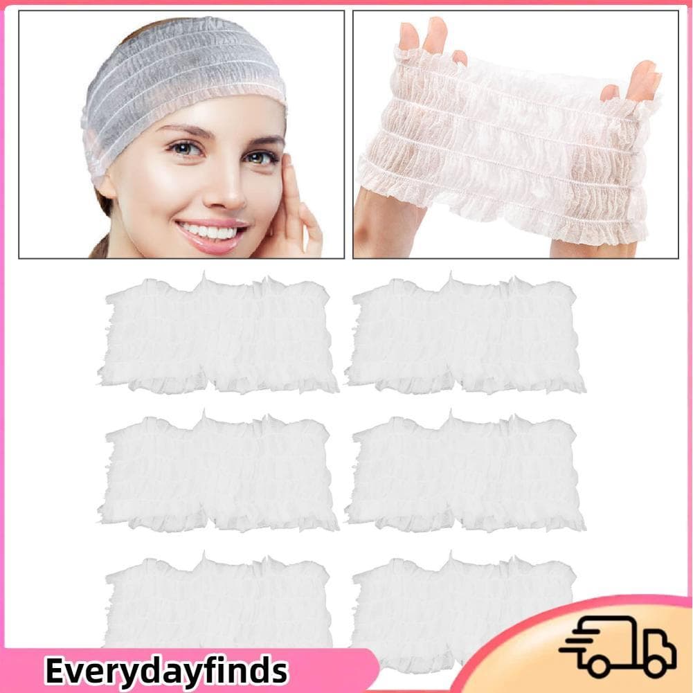 Everydayfinds-br Yinhing 100 peças de tiaras descartáveis ​​para spa, faixa de cabelo facial elástica macia e não