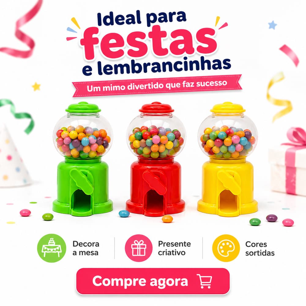 Mini Dispenser Baleiro de Doces Infantil Colorido Porta Balas Festa