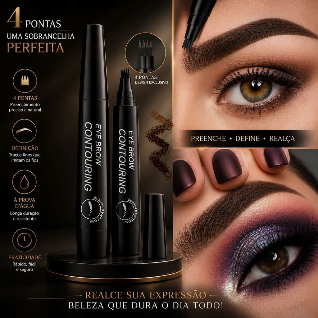 Caneta de Sobrancelha Microblading/barba no estilo 4 pontas tipo garfo
