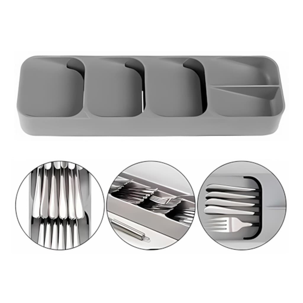 Organizador de Gaveta Porta Talheres 5 Divisórias Separador Compacto para Cozinha