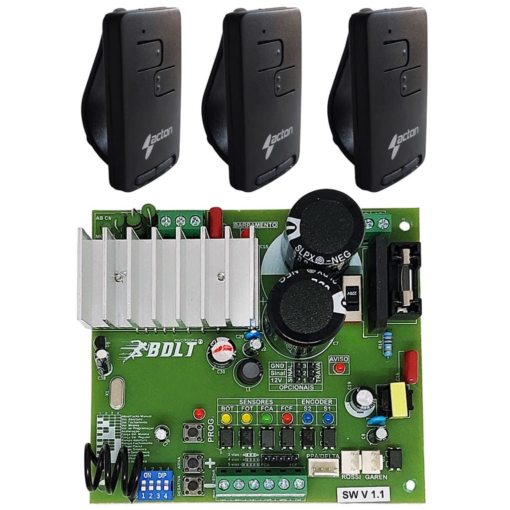 CENTRAL ACTON BOLT PARA AUTOMATIZADOR DEIXA SEU AUTOMATIZADOR PORTAO MAIS RAPIDO AUMENTA VELOCIDADE KIT 3 CONTROLES