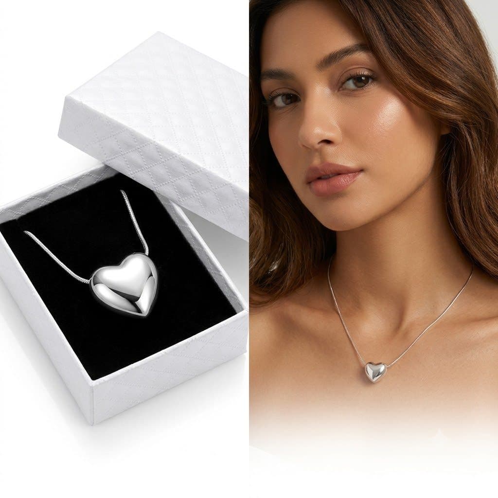 Colar Feminino Coração Pingente Prata 925 de lei Banhado+caixa luxo