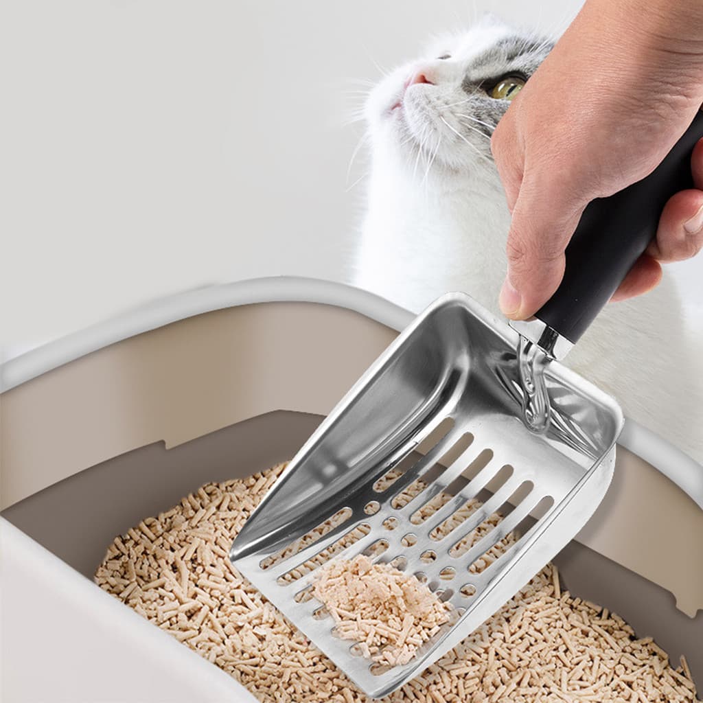 [wisdomt] Colher De Areia Para Gatos Em Aço Inoxidável Com Alça De Borracha Metal Gatinhos Filtro De Malha Resistente Fe