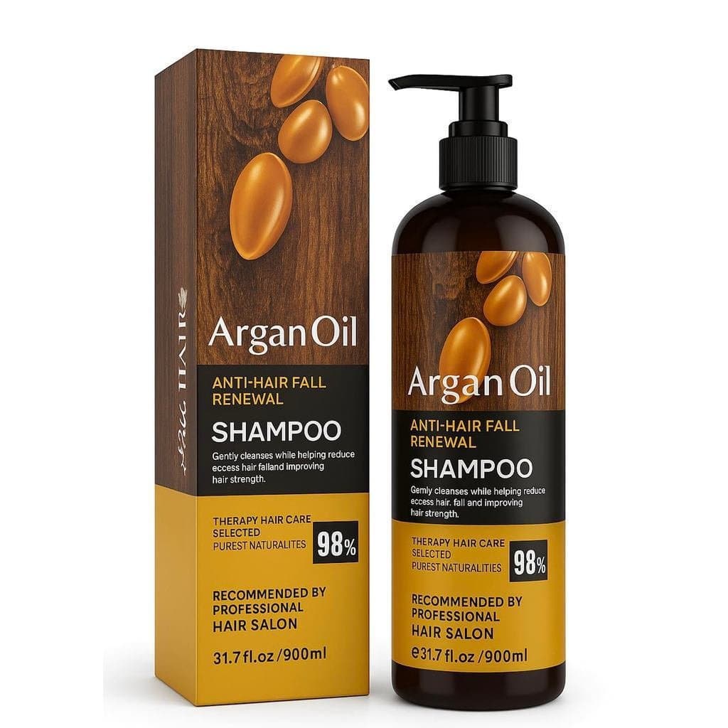Shampoo de óleo de argan de capacidade ultra-grande de 900ml, sem sulfato, rico em queratina, adequado para cabelos cach