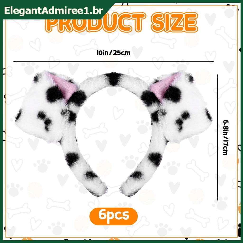 ELEGA 6 Pa Dálmata Orelhas De Cachorro Fofas Macias Bla Branco Rosa Acessórios De Animais Para Mulheres Homens Halloween